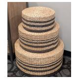 Three-Tier Woven Round Baskets - 24 in Dia Bottom, 12 in H