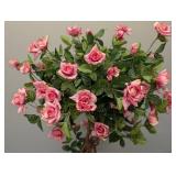 Faux Rose Topiary in Chinese Planter - 54" Tall Plant, 9.5" H Planter, 12" Dia