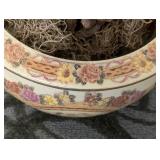 Faux Rose Topiary in Chinese Planter - 54" Tall Plant, 9.5" H Planter, 12" Dia