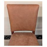 Pair of Faux Leather Distressed Side Chairs - 18W x 23D, Seat 19 in, Back 35 in