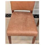 Pair of Faux Leather Distressed Side Chairs - 18W x 23D, Seat 19 in, Back 35 in