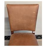 Pair of Faux Leather Distressed Side Chairs - 18W x 23D, Seat 19 in, Back 35 in