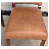 Pair of Faux Leather Distressed Side Chairs - 18W x 23D, Seat 19 in, Back 35 in