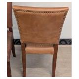 Pair of Faux Leather Distressed Side Chairs - 18W x 23D, Seat 19 in, Back 35 in
