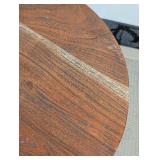 Round Wood-Top Accent Table - Black Metal Lattice Base, 18 in H x 18 in Dia