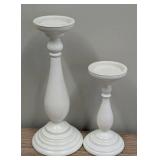 Decorative Ceramic Birds & Candle Holders - Crackled White Finish, Largest Holder 14 inches Tall