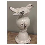 Decorative Ceramic Birds & Candle Holders - Crackled White Finish, Largest Holder 14 inches Tall