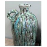 Pair of Glazed Pottery Jugs - Largest 16 in H, 7 in Dia Base