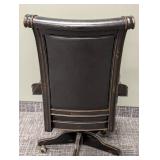 FOOKYIK Leather & Wood Office Chair - Rolling, 25 W x 24 D x 21 in seat x 43 in back