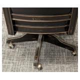 FOOKYIK Leather & Wood Office Chair - Rolling, 25 W x 24 D x 21 in seat x 43 in back