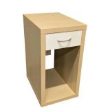 Wood Side Table with Drawer - 14 x 20 x 27 in - Light Wood
