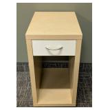 Wood Side Table with Drawer - 14 x 20 x 27 in - Light Wood
