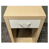 Wood Side Table with Drawer - 14 x 20 x 27 in - Light Wood