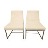 Hooker Furniture Side Chairs - White Upholstery & Bronze Metal Frame (Pair)