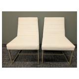 Hooker Furniture Side Chairs - White Upholstery & Bronze Metal Frame (Pair)