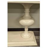 Bassett Cream Painted Wood Console Table - 64 in L x 18 in D x 38 in H - Glass Top Panels