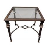 Accent Table - Glass Top, 28 by 28 in, 24 in High, Bronze Metal Frame