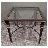 Accent Table - Glass Top, 28 by 28 in, 24 in High, Bronze Metal Frame