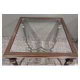 Accent Table - Glass Top, 28 by 28 in, 24 in High, Bronze Metal Frame