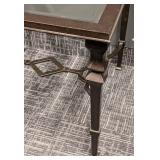 Accent Table - Glass Top, 28 by 28 in, 24 in High, Bronze Metal Frame