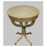 Round Gold Painted Accent Table - Mirrored Top - 26 in H x 22 in Dia
