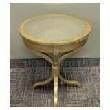 Round Gold Painted Accent Table - Mirrored Top - 26 in H x 22 in Dia