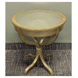 Round Gold Painted Accent Table - Mirrored Top - 26 in H x 22 in Dia