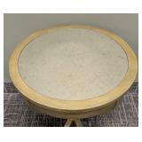 Round Gold Painted Accent Table - Mirrored Top - 26 in H x 22 in Dia