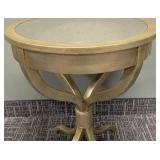 Round Gold Painted Accent Table - Mirrored Top - 26 in H x 22 in Dia