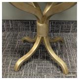 Round Gold Painted Accent Table - Mirrored Top - 26 in H x 22 in Dia