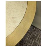Round Gold Painted Accent Table - Mirrored Top - 26 in H x 22 in Dia