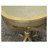 Round Gold Painted Accent Table - Mirrored Top - 26 in H x 22 in Dia
