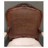 Vintage Armchair - Cane Back & Tufted Cushion, 27W x 25D, Seat 20H, Back 41H