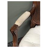 Vintage Armchair - Cane Back & Tufted Cushion, 27W x 25D, Seat 20H, Back 41H