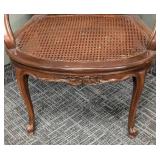 Vintage Armchair - Cane Back & Tufted Cushion, 27W x 25D, Seat 20H, Back 41H