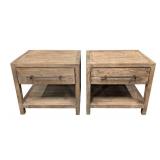 Classic Concepts Side Tables Pair - 26 x 20 in Top, 24 in High, Distressed Wood