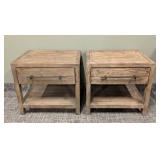 Classic Concepts Side Tables Pair - 26 x 20 in Top, 24 in High, Distressed Wood
