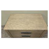 Three-Drawer Nightstand & Side Table - Distressed Wood Finish, 34 in W x 28 in H