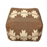 Surya Southwest Style Fabric Pouf - 24x24x18 - Brown & White Pattern