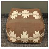 Surya Southwest Style Fabric Pouf - 24x24x18 - Brown & White Pattern