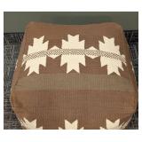 Surya Southwest Style Fabric Pouf - 24x24x18 - Brown & White Pattern