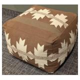 Surya Southwest Style Fabric Pouf - 24x24x18 - Brown & White Pattern