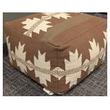 Surya Southwest Style Fabric Pouf - 24x24x18 - Brown & White Pattern