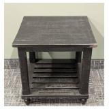 Black Wood Side Table - 24 x 23 in Top, 24 in High, Distressed Black Finish