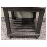 Black Wood Side Table - 24 x 23 in Top, 24 in High, Distressed Black Finish
