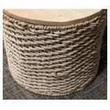 Round Rope Accent Table - 19 in H x 22 in Dia - Natural Wood Top