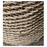 Round Rope Accent Table - 19 in H x 22 in Dia - Natural Wood Top