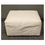 Cream Slipcover Ottoman 34x25x19 in - Removable Washable Cover