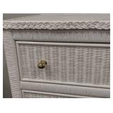 White Painted Wicker Dresser - 5-Drawer, W 34 In x D 19 In x H 57 In