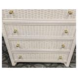 White Painted Wicker Dresser - 5-Drawer, W 34 In x D 19 In x H 57 In